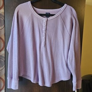 GAP Women's Purple Ribbed Top With Buttons